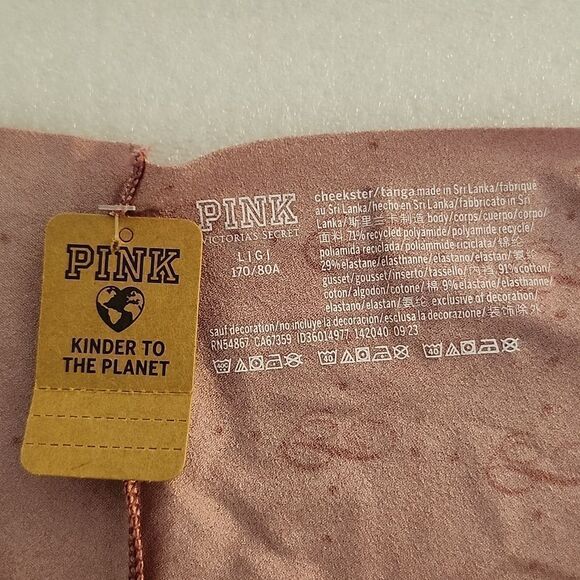 VICTORIA'S SECRET PINK Panty Bundle Rainbow Logo Hipster + Salmon Cheeky Large - Picture 7 of 7